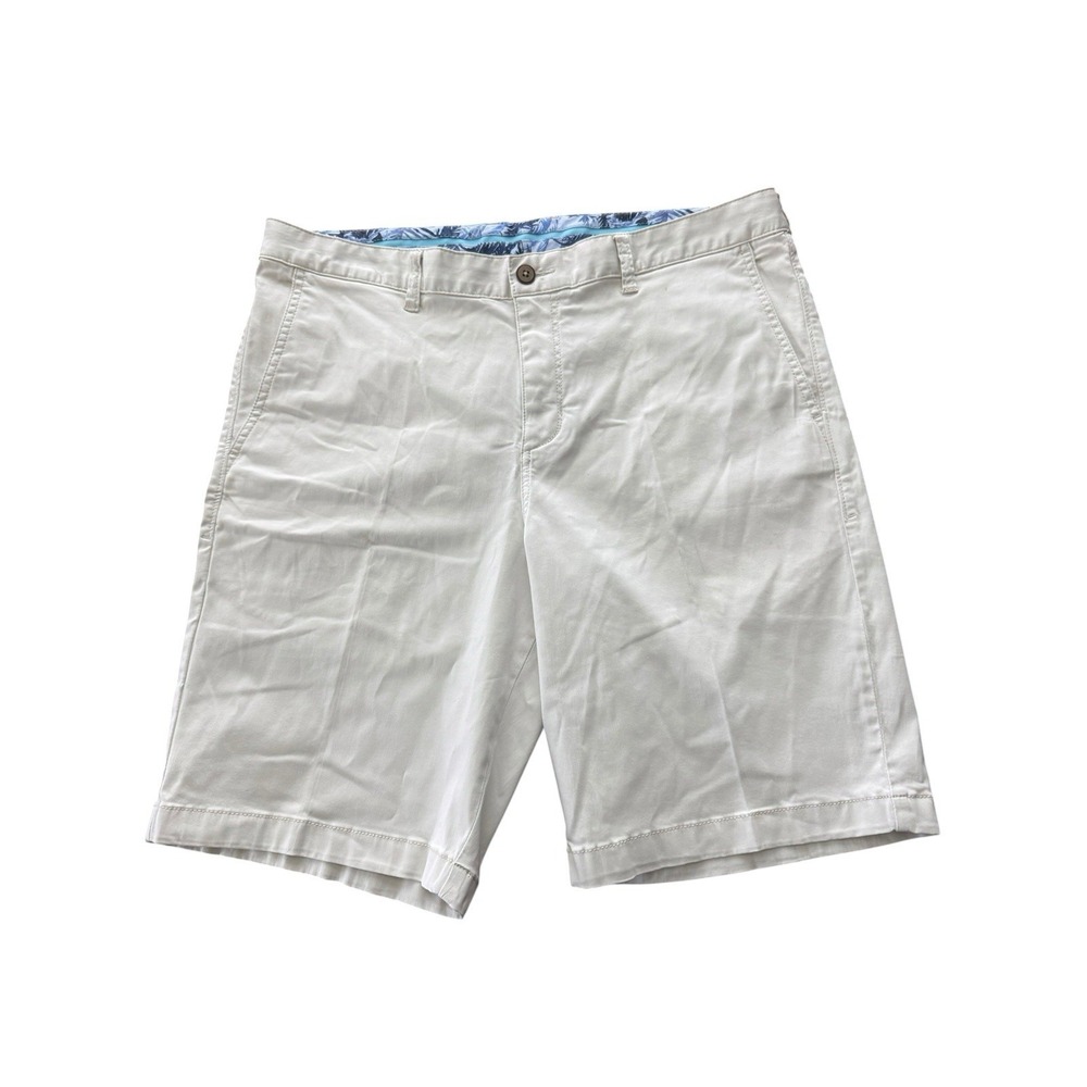 Tommy Bahama Chino Shorts Mens 36 White Cotton Spandex Flat Front 10 inch Inseam